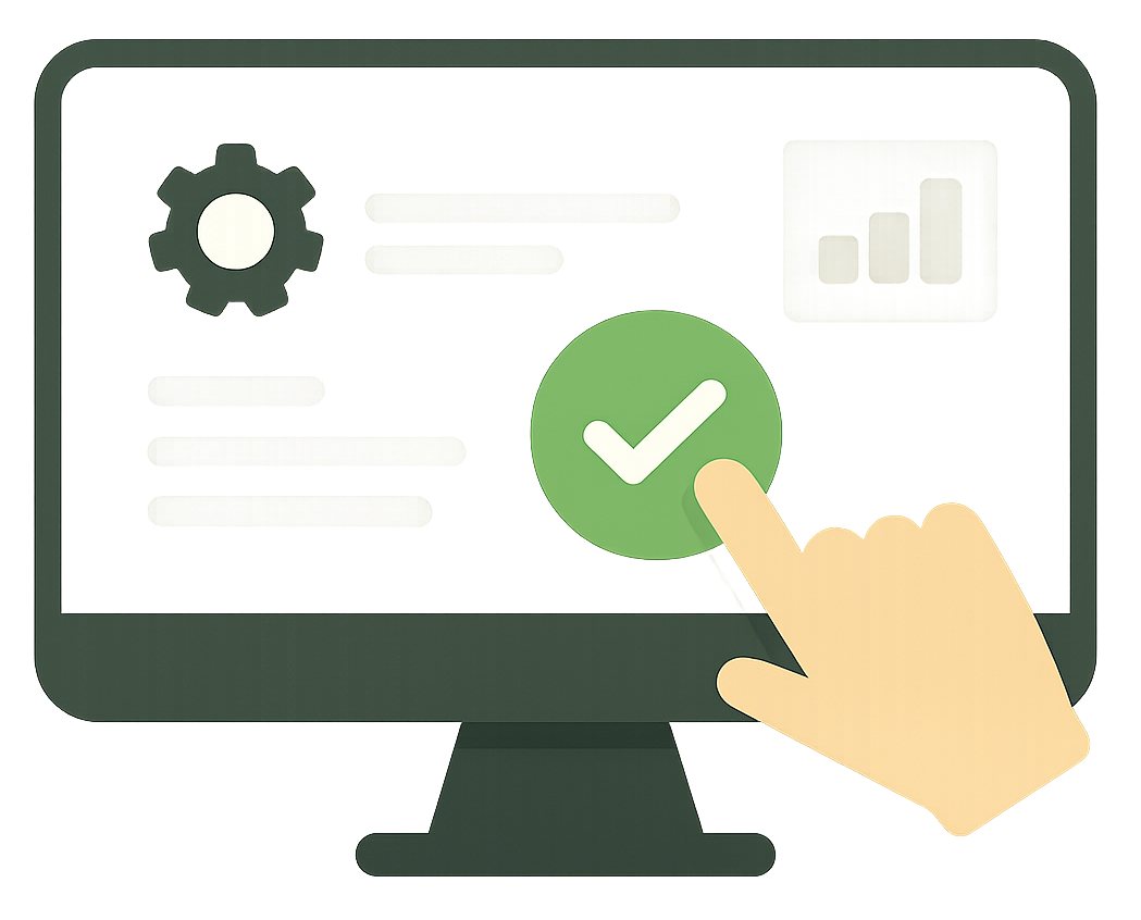 Icône de validation sur un écran d'ordinateur, symbolisant le développement web et l'interaction utilisateur.