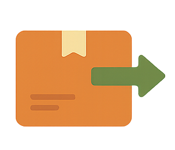 Icône représentant un colis avec une flèche indiquant un envoi ou une livraison.