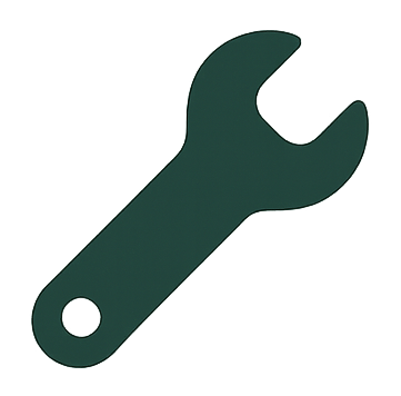 Icône d'une clé à molette, symbole de réparation et d'ajustement.
