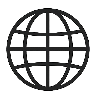Icône représentant un globe terrestre symbolisant le développement web international et la connectivité.
