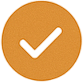 Icône orange avec un check, symbolisant la validation et la réussite.