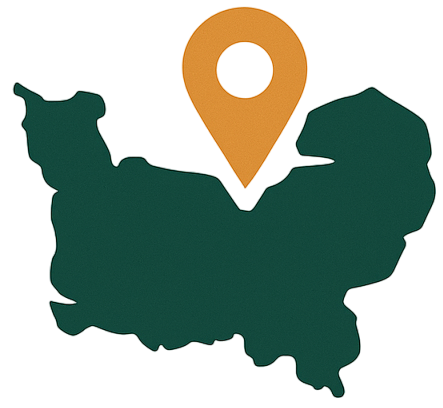Icoté de la carte d'une région avec une épingle de localisation.