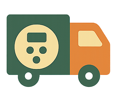 Icône d'un camion stylisé en couleur, symbolisant la livraison ou le transport.