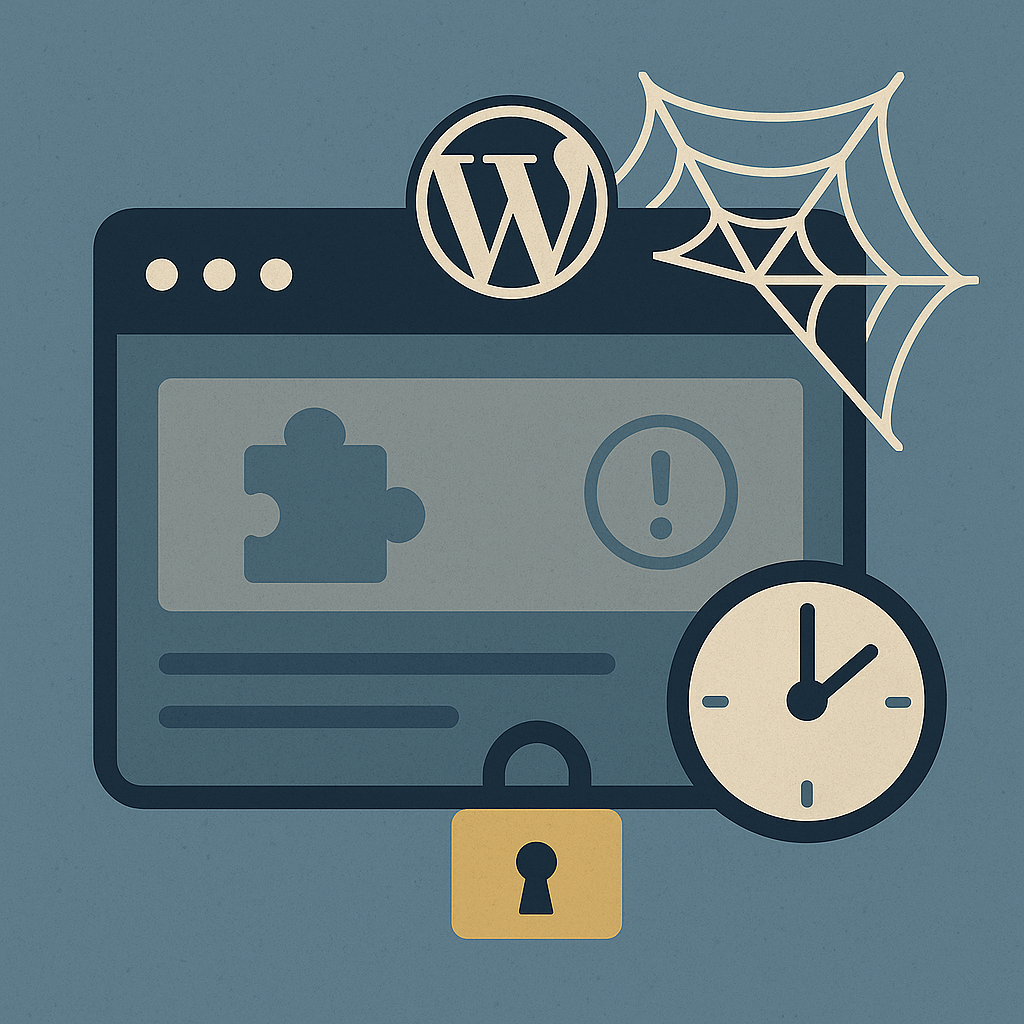 Visuel illustrant l'apparission des failles de sécurité des plugins : abandon des développements, absolescence