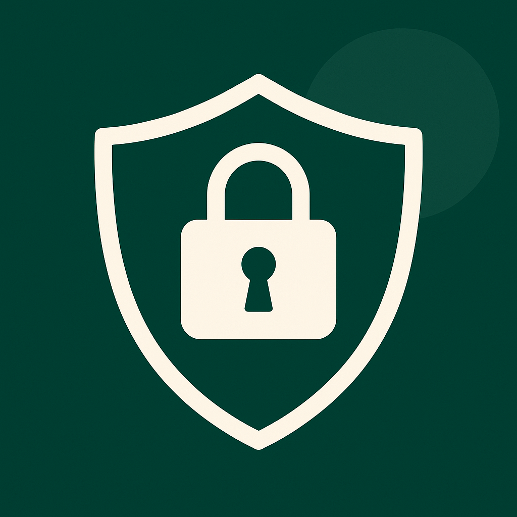 Icône d'un bouclier avec un cadenas, symbolisant la sécurité et la protection des données.