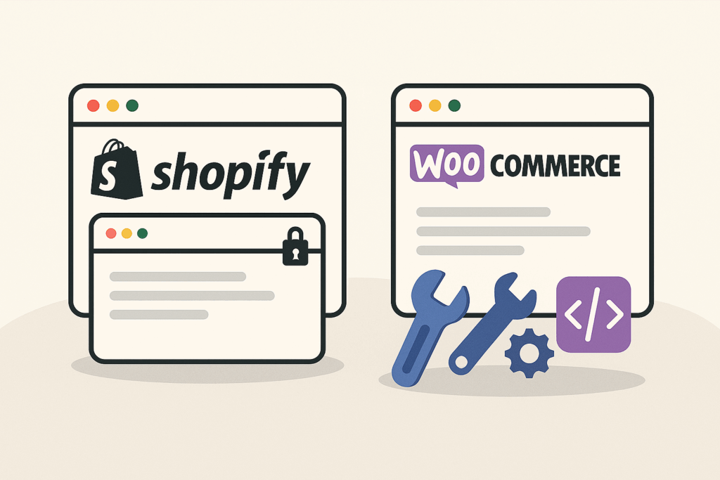 Comparaison des options disponibles pour Shopify et WooCommerce