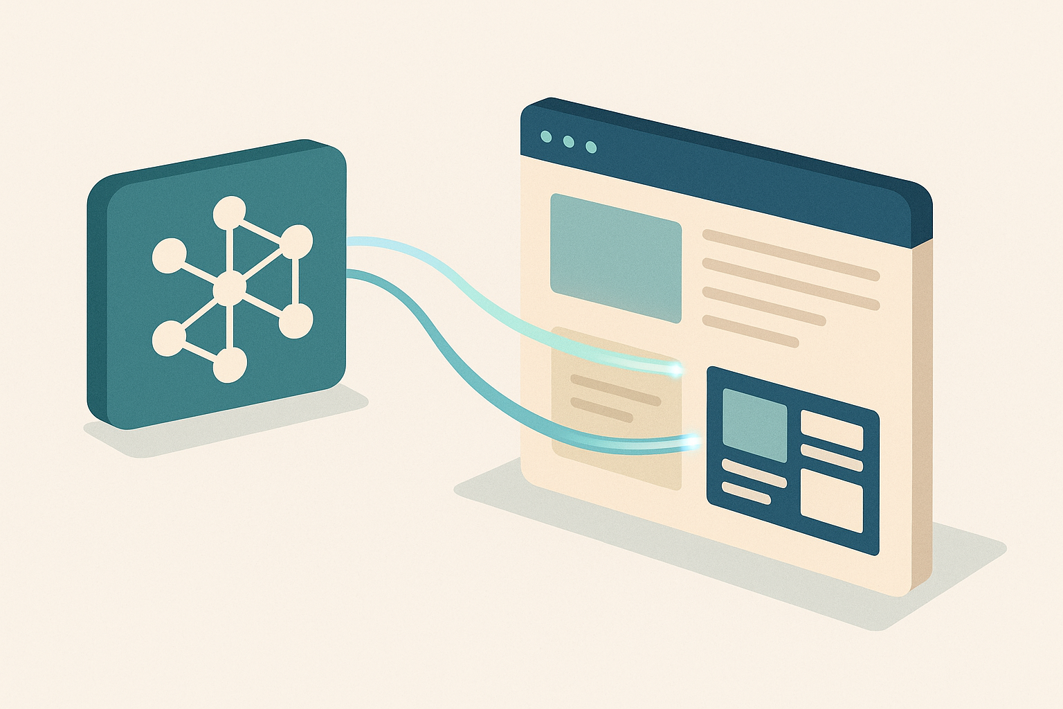 Illustration d'un site web se connectant à une IA, symbolisant le protocole MCP