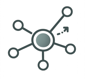 Icône représentant un réseau de connexions, symbolisant l'interconnexion et la performance web.